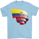 Curled Ecuador Flag Ecuadorian Day Football Mens T-Shirt 100% Cotton Light Blue