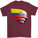 Curled Ecuador Flag Ecuadorian Day Football Mens T-Shirt 100% Cotton Maroon