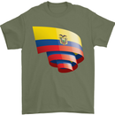Curled Ecuador Flag Ecuadorian Day Football Mens T-Shirt 100% Cotton Military Green
