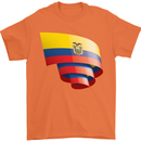 Curled Ecuador Flag Ecuadorian Day Football Mens T-Shirt 100% Cotton Orange