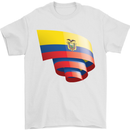 Curled Ecuador Flag Ecuadorian Day Football Mens T-Shirt 100% Cotton White