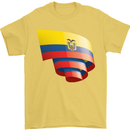 Curled Ecuador Flag Ecuadorian Day Football Mens T-Shirt 100% Cotton Yellow