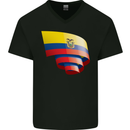 Curled Ecuador Flag Ecuadorian Day Football Mens V-Neck Cotton T-Shirt Black
