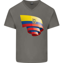 Curled Ecuador Flag Ecuadorian Day Football Mens V-Neck Cotton T-Shirt Charcoal