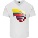 Curled Ecuador Flag Ecuadorian Day Football Mens V-Neck Cotton T-Shirt White