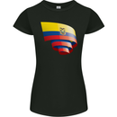 Curled Ecuador Flag Ecuadorian Day Football Womens Petite Cut T-Shirt Black