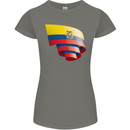 Curled Ecuador Flag Ecuadorian Day Football Womens Petite Cut T-Shirt Charcoal