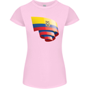 Curled Ecuador Flag Ecuadorian Day Football Womens Petite Cut T-Shirt Light Pink
