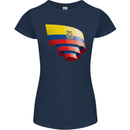 Curled Ecuador Flag Ecuadorian Day Football Womens Petite Cut T-Shirt Navy Blue