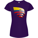 Curled Ecuador Flag Ecuadorian Day Football Womens Petite Cut T-Shirt Purple