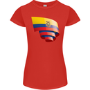 Curled Ecuador Flag Ecuadorian Day Football Womens Petite Cut T-Shirt Red