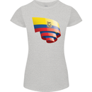 Curled Ecuador Flag Ecuadorian Day Football Womens Petite Cut T-Shirt Sports Grey