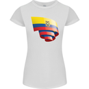 Curled Ecuador Flag Ecuadorian Day Football Womens Petite Cut T-Shirt White