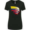 Curled Ecuador Flag Ecuadorian Day Football Womens Wider Cut T-Shirt Black