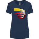Curled Ecuador Flag Ecuadorian Day Football Womens Wider Cut T-Shirt Navy Blue