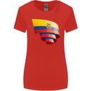 Curled Ecuador Flag Ecuadorian Day Football Womens Wider Cut T-Shirt Red