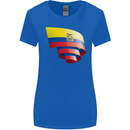 Curled Ecuador Flag Ecuadorian Day Football Womens Wider Cut T-Shirt Royal Blue