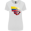 Curled Ecuador Flag Ecuadorian Day Football Womens Wider Cut T-Shirt White