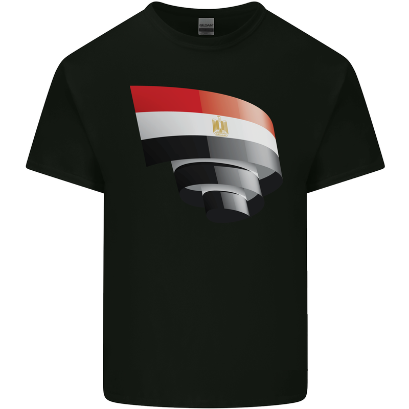 Curled Egypt Flag Egyptian Day Football Kids T-Shirt Childrens Black