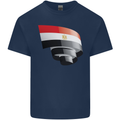 Curled Egypt Flag Egyptian Day Football Kids T-Shirt Childrens Navy Blue