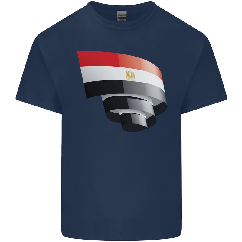 Curled Egypt Flag Egyptian Day Football Kids T-Shirt Childrens Navy Blue