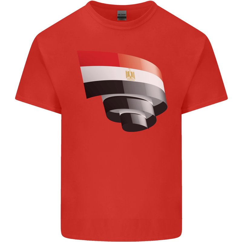 Curled Egypt Flag Egyptian Day Football Kids T-Shirt Childrens Red