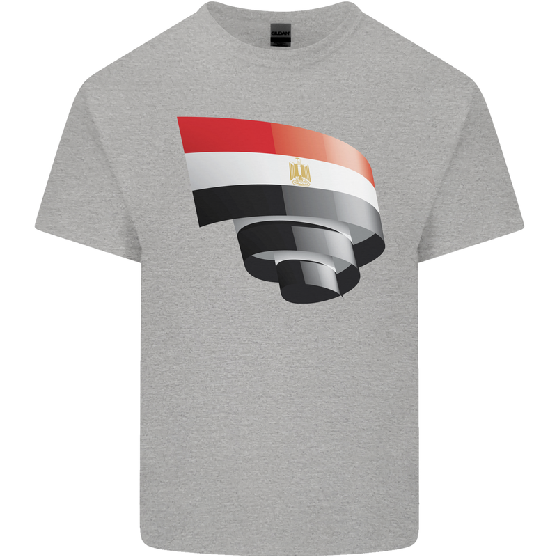 Curled Egypt Flag Egyptian Day Football Kids T-Shirt Childrens Sports Grey