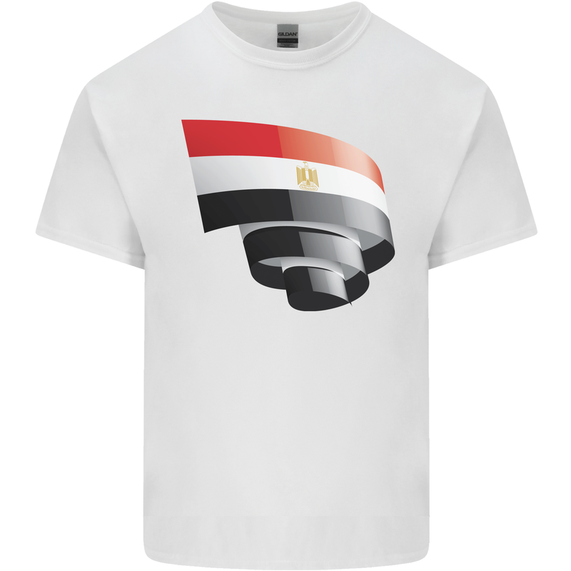 Curled Egypt Flag Egyptian Day Football Kids T-Shirt Childrens White