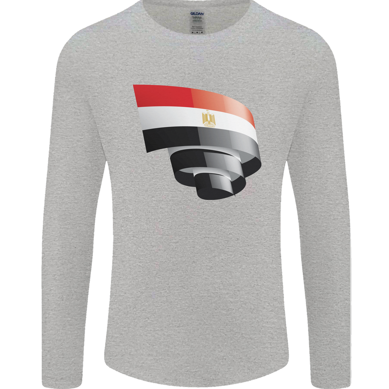 Curled Egypt Flag Egyptian Day Football Mens Long Sleeve T-Shirt Sports Grey