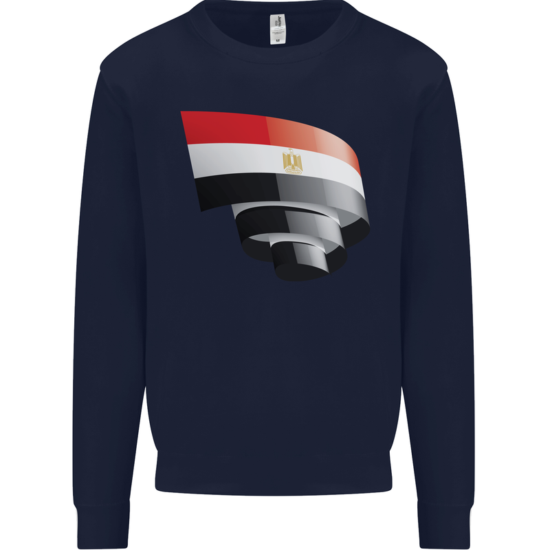 Curled Egypt Flag Egyptian Day Football Mens Sweatshirt Jumper Navy Blue