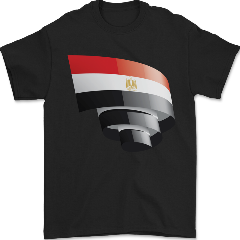 Curled Egypt Flag Egyptian Day Football Mens T-Shirt 100% Cotton Black