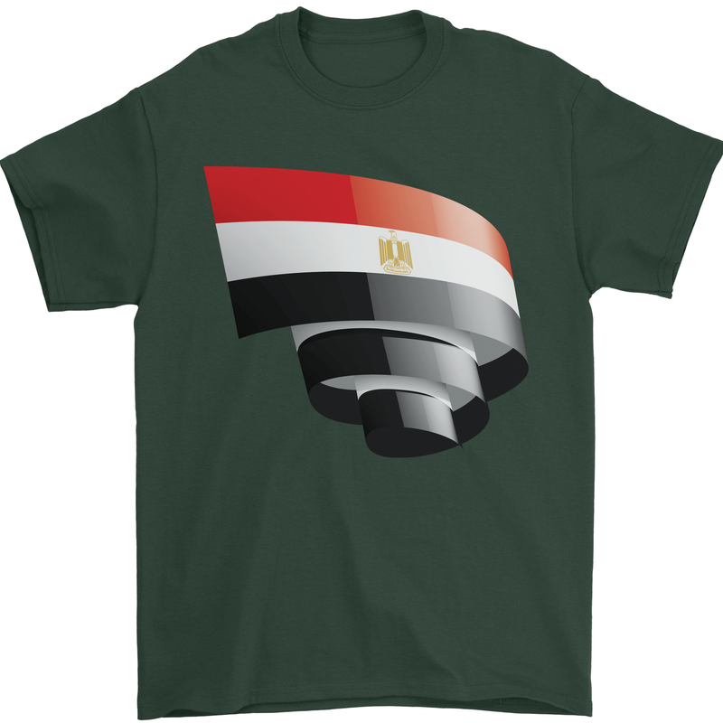 Curled Egypt Flag Egyptian Day Football Mens T-Shirt 100% Cotton Forest Green