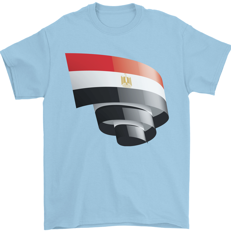 Curled Egypt Flag Egyptian Day Football Mens T-Shirt 100% Cotton Light Blue