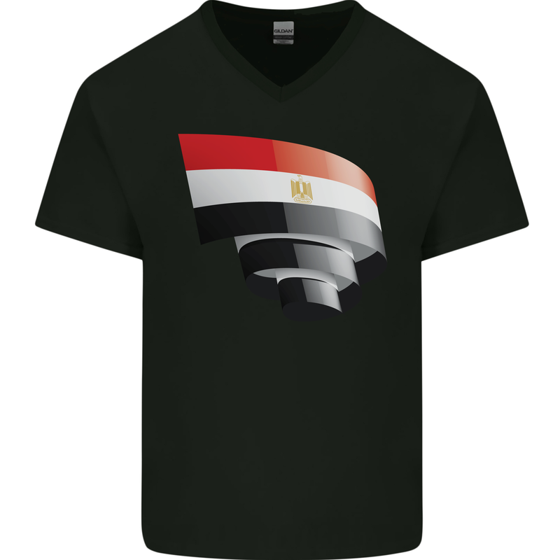 Curled Egypt Flag Egyptian Day Football Mens V-Neck Cotton T-Shirt Black