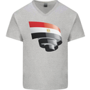 Curled Egypt Flag Egyptian Day Football Mens V-Neck Cotton T-Shirt Sports Grey