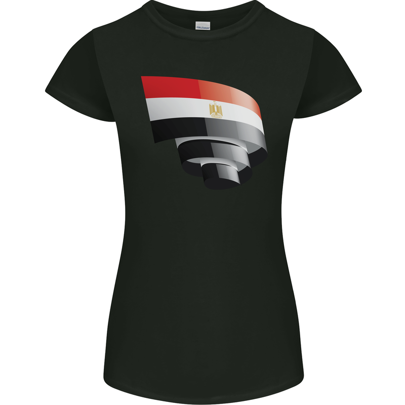 Curled Egypt Flag Egyptian Day Football Womens Petite Cut T-Shirt Black