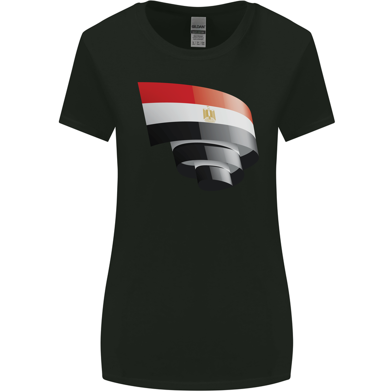 Curled Egypt Flag Egyptian Day Football Womens Wider Cut T-Shirt Black