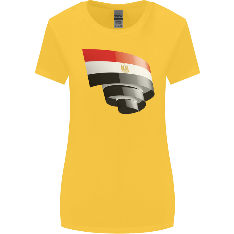 Curled Egypt Flag Egyptian Day Football Womens Wider Cut T-Shirt Yellow