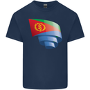Curled Eritrean Flag Eritrea Flag Day Football Kids T-Shirt Childrens Navy Blue