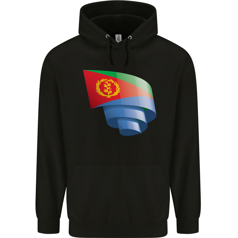 Curled Eritrean Flag Eritrea Flag Day Football Mens 80% Cotton Hoodie Black