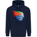 Curled Eritrean Flag Eritrea Flag Day Football Mens 80% Cotton Hoodie Navy Blue