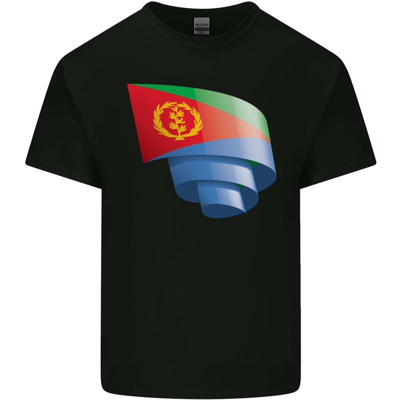 Curled Eritrean Flag Eritrea Flag Day Football Mens Cotton T-Shirt Tee Top Black