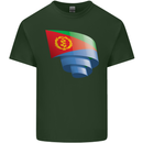 Curled Eritrean Flag Eritrea Flag Day Football Mens Cotton T-Shirt Tee Top Forest Green