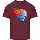 Curled Eritrean Flag Eritrea Flag Day Football Mens Cotton T-Shirt Tee Top Maroon