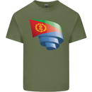 Curled Eritrean Flag Eritrea Flag Day Football Mens Cotton T-Shirt Tee Top Military Green