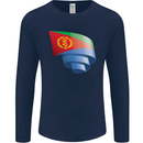 Curled Eritrean Flag Eritrea Flag Day Football Mens Long Sleeve T-Shirt Navy Blue