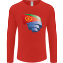 Curled Eritrean Flag Eritrea Flag Day Football Mens Long Sleeve T-Shirt Red