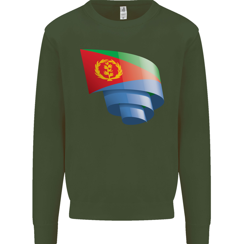 Curled Eritrean Flag Eritrea Flag Day Football Mens Sweatshirt Jumper Forest Green