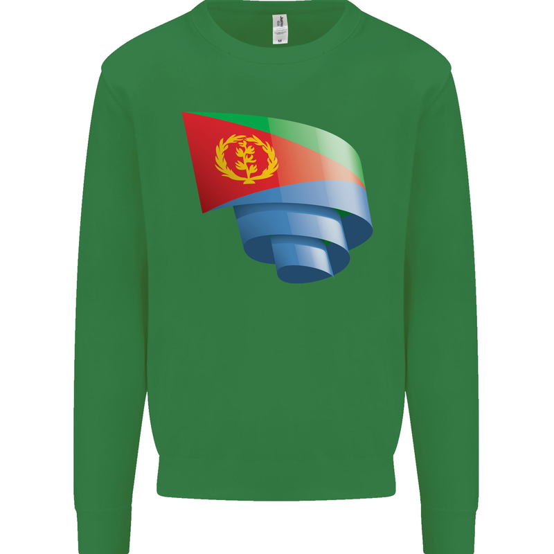 Curled Eritrean Flag Eritrea Flag Day Football Mens Sweatshirt Jumper Irish Green