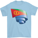 Curled Eritrean Flag Eritrea Flag Day Football Mens T-Shirt 100% Cotton Light Blue